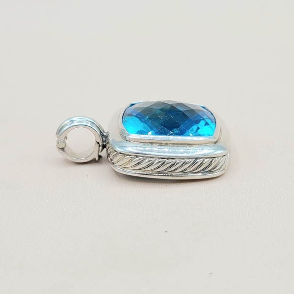 David Yurman Albion 20mm Blue Topaz Pendant Enhancer - Picture 5 of 7